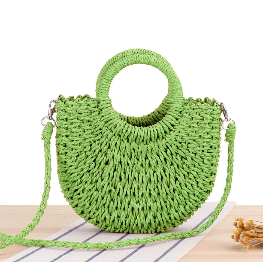 Mini Semi-circle Straw Bag Hand-woven Half Moon Single Shoulder