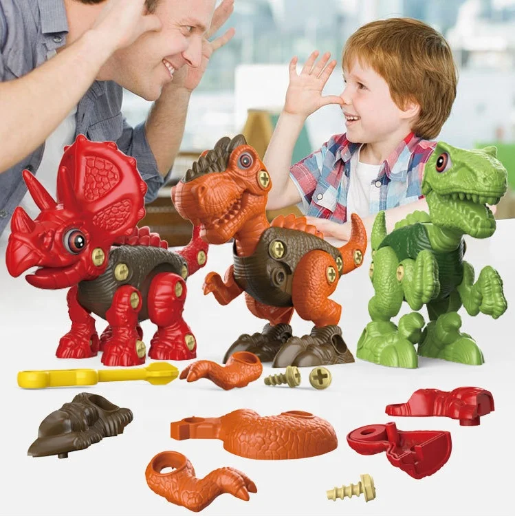 Smontare i giocattoli di dinosauro per i bambini che costruiscono un Set di giocattoli con trapano elettrico Kit di giochi di ingegneria edile apprendimento dello stelo per i ragazzi