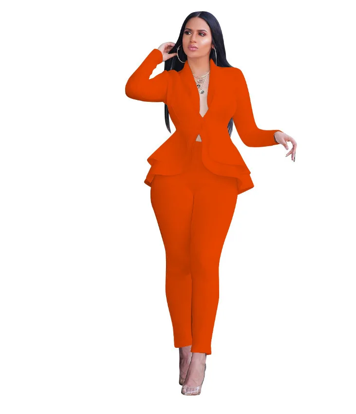 Good Goods Cheapest Shipping Quality Designer Two Pieces Peplum Style Pant Sets Women Suits Office Ladies Blazer Suits for Women