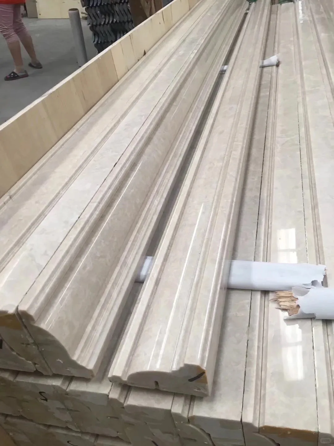 product natural beige marble moulding skirting with 3d model design and total solution for interior marble door frame line decoration-2