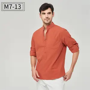 Henry Men's Formal Wear Shirts Long-Sleeved Cotton Art Spring Summer Collection 100% Cotton Twill Anti-Wrinkle Casual Style