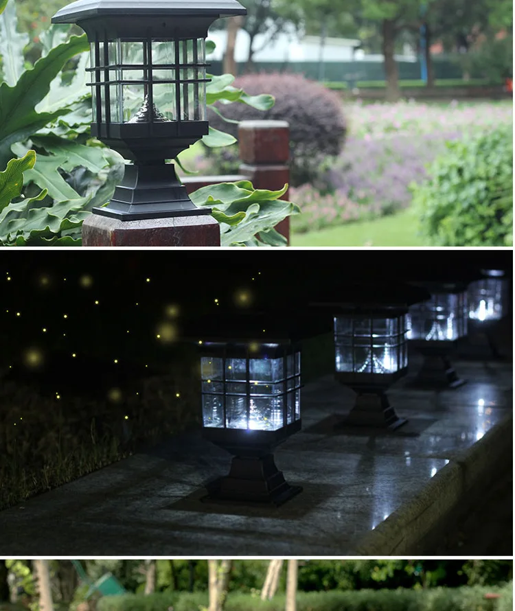 Waterproof Outdoor 8 LED Solar Garden Landscape Wall Decor Flame Light Lamp Post manufacture