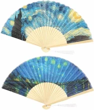 BSBH Handmade 21cm Satin Bamboo Handheld Fan Custom Folk Art Style with Love Theme Silky Fabric Small Fans Party Gift-Wholesale