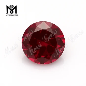 Messigems round cut loose corundum red synthetic ruby stones