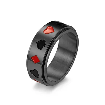 Latest rose gold ring prices Stainless Steel Finger heart black rotatable Rings For Men Women Jewelry Fans Gifts