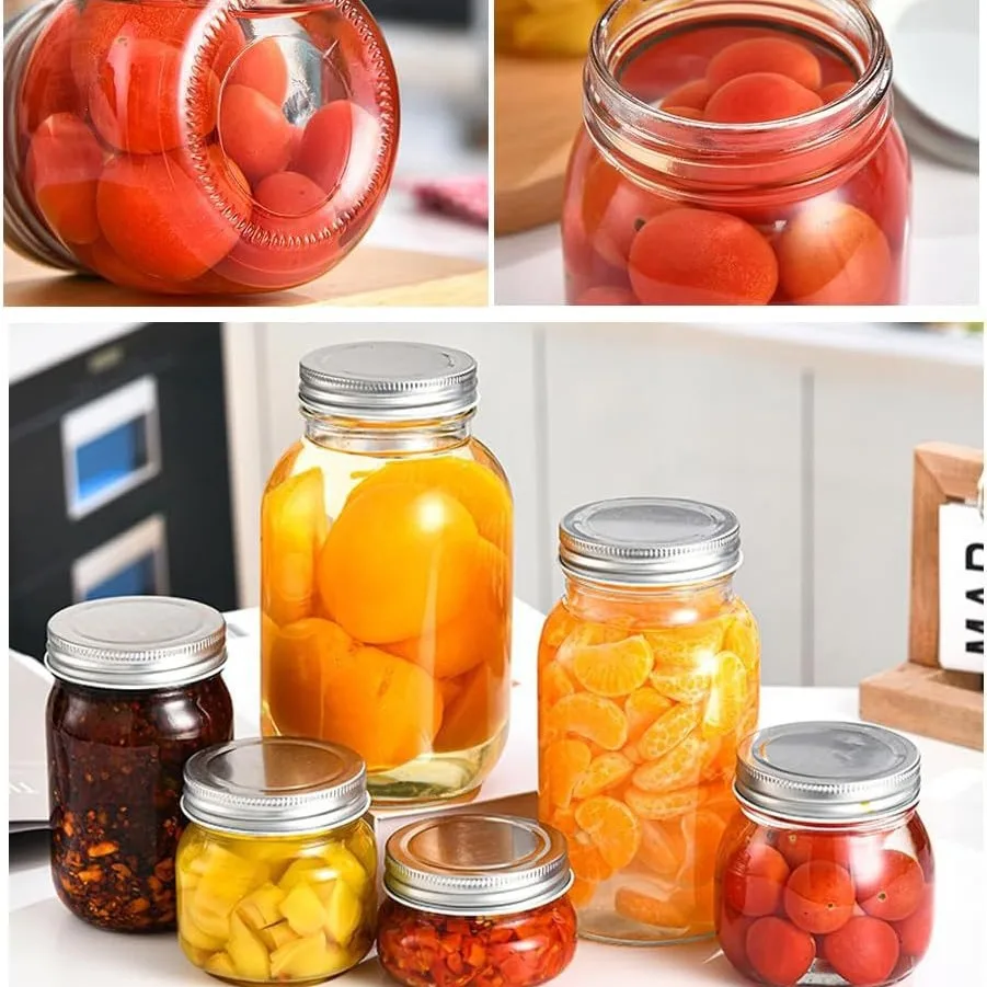 Large 1000ml Transparent Glass Food Storage Bottle High Temperature Resistant Restortable Mason Can Plastic Cap Candy Storage