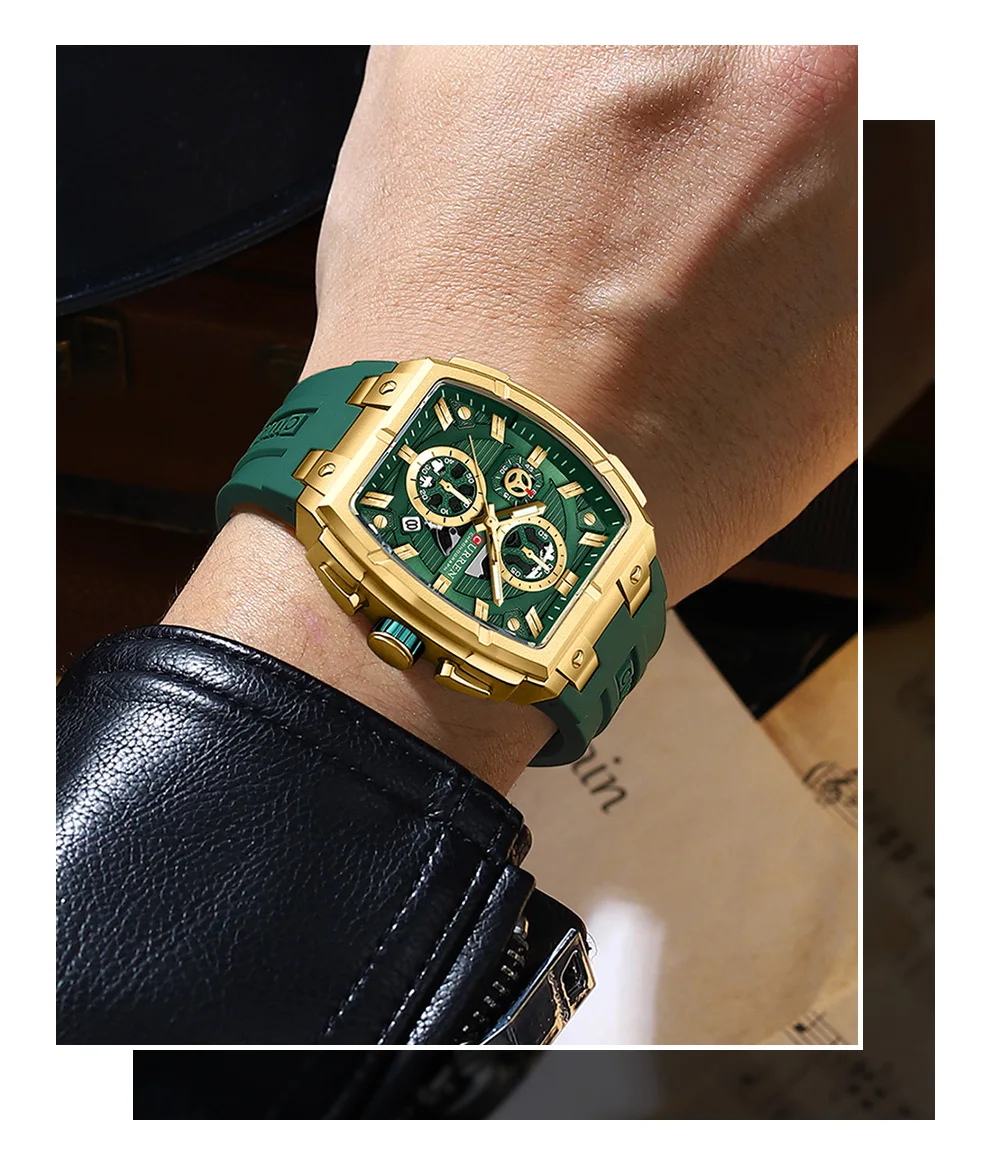 CURREN 8488 Men's Watches Luxury Square Quartz Wristwatch Waterproof Luminous Chronograph Watch for Men Date Clock