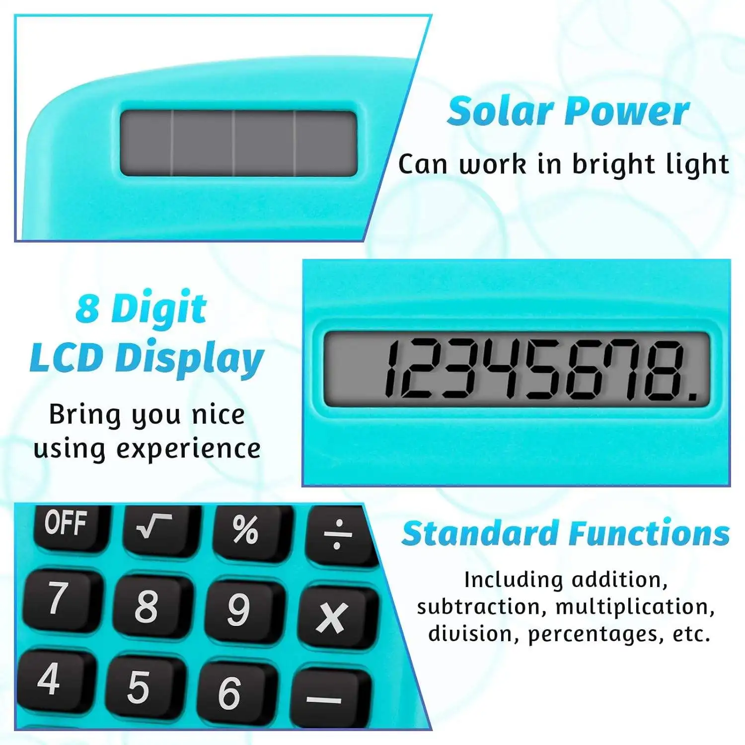 High Quality Promotional Wholesale Dual Energy Solar and Battery Energy Pocket 8 Digit Calculator for Students and Office