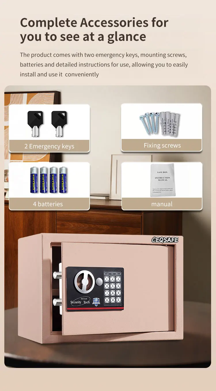 CEQSAFE Mini Safe Box Durable Cash Safes for Home Security and Protection for Money manufacture
