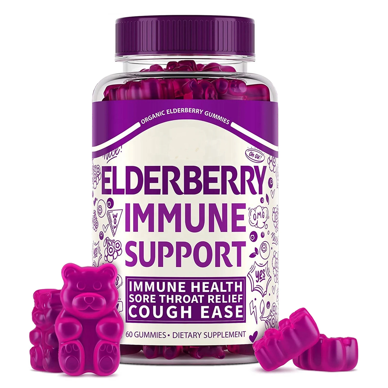 Private Label Vitamin and Supplements Vegan Gummy Black Elderberry Gummies For Improved Immune System