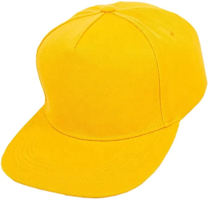 Double Snap Closure Classic Hip Hop Cap Snapback Hat Flat Bill Plain Hat  Panel Blank Hat Yellow Black