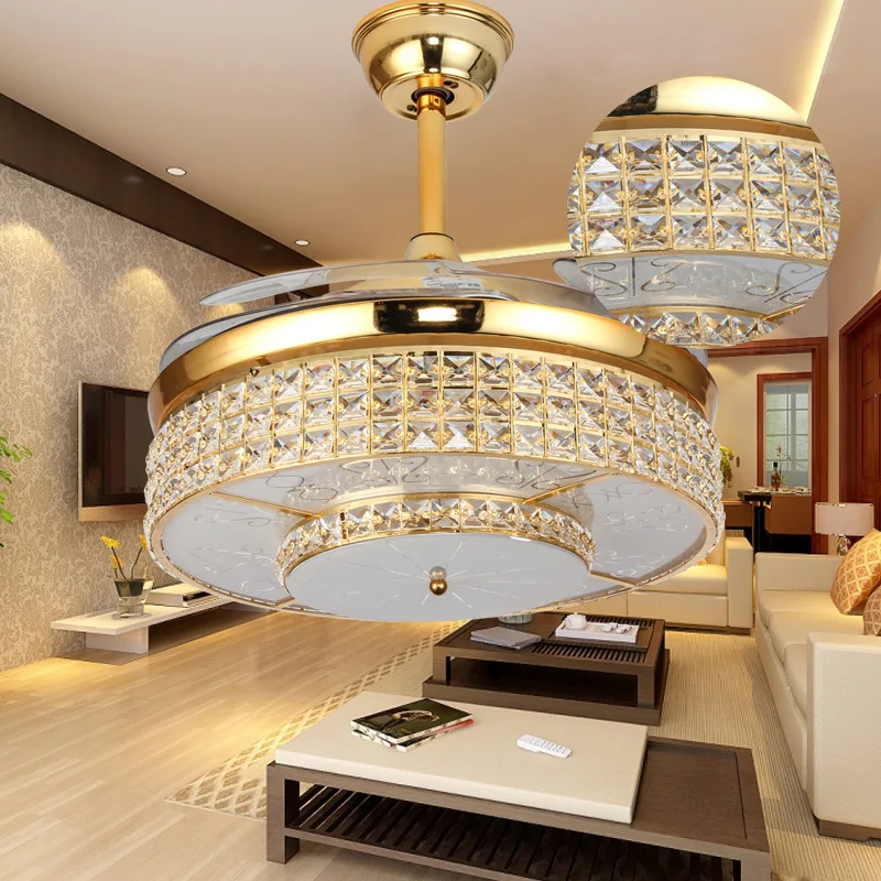 Modern Ceiling Fan Crystal luxury fan light with Remote Control crystal fan light