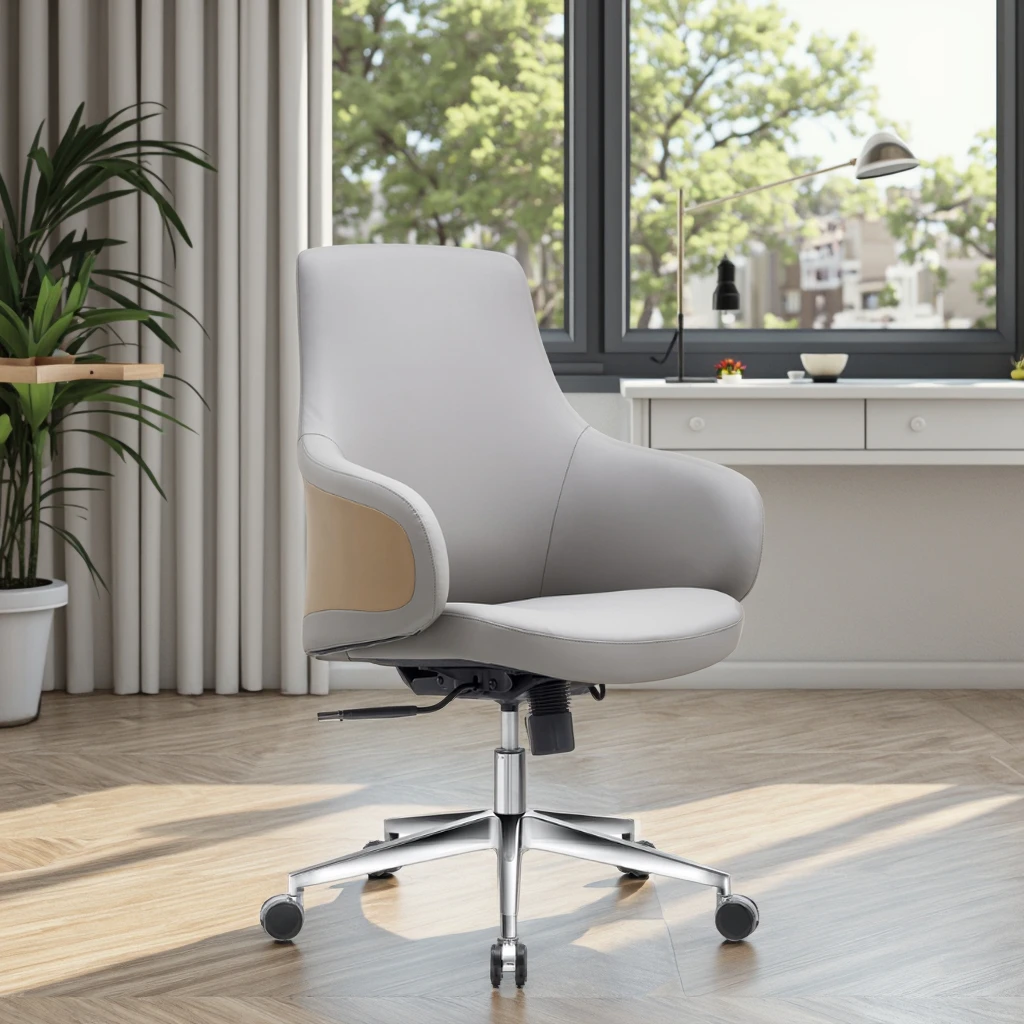 Adjustable Posture Modern Leather Lift Chair Breathable Surface 3-Position Lock Ergonomic Executive Workstation Seating 4