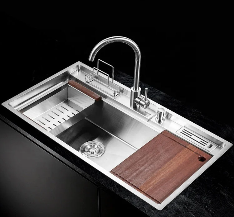 
Кухонная утварь 2020, полированная нержавеющая сталь 304, кухонная раковина с одной чашей, кухонная раковина ручной работы 