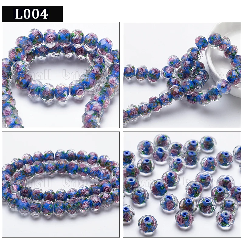 12mm Multicolor Murano Faceted Glass Lampwork Beads for Jewelry Making Diy Beads Flower Transparent Round Beads manufacture