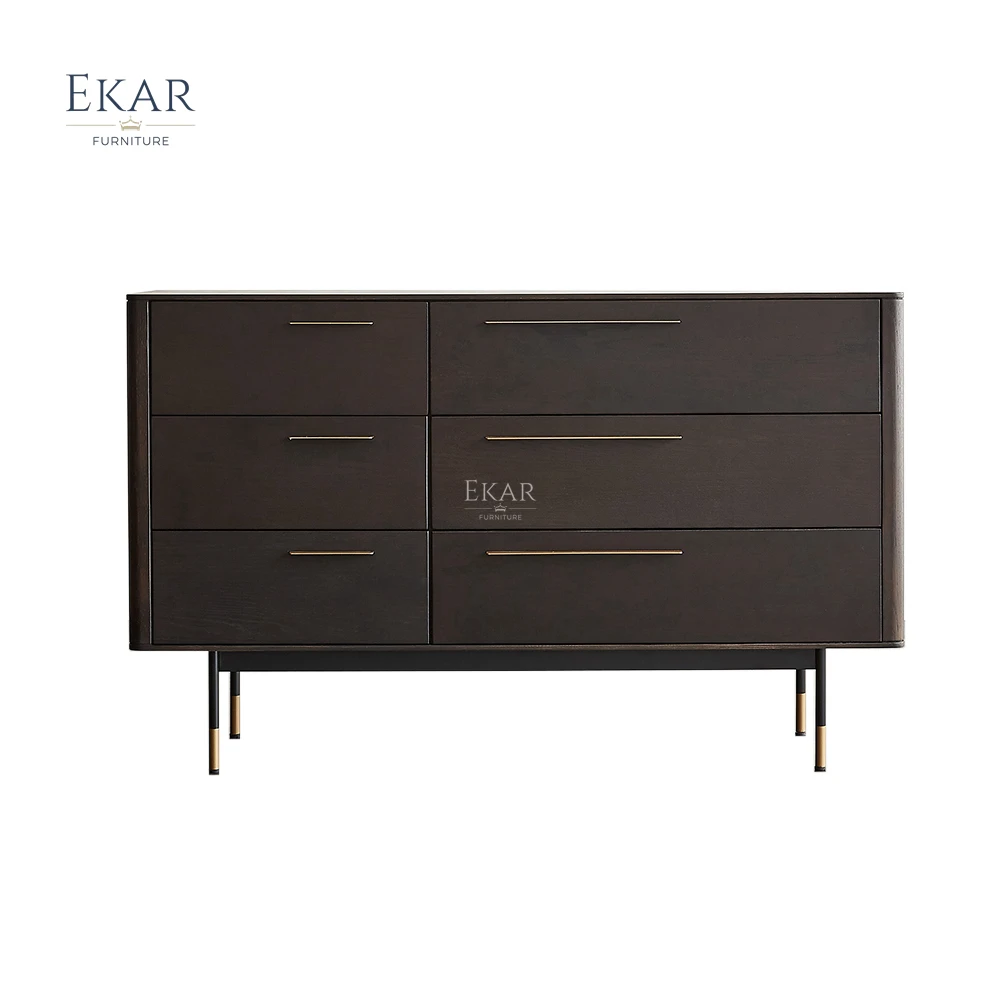 EKAR FURNITURE high quality durable drawer chest solid wooden home furniture 6 chest drawer