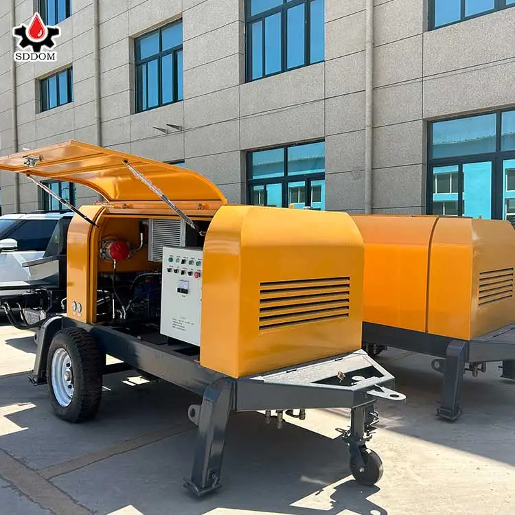 SDDOM Factory Small Concrete Pump diesel Mini Concrete Pump Trailer for Sale