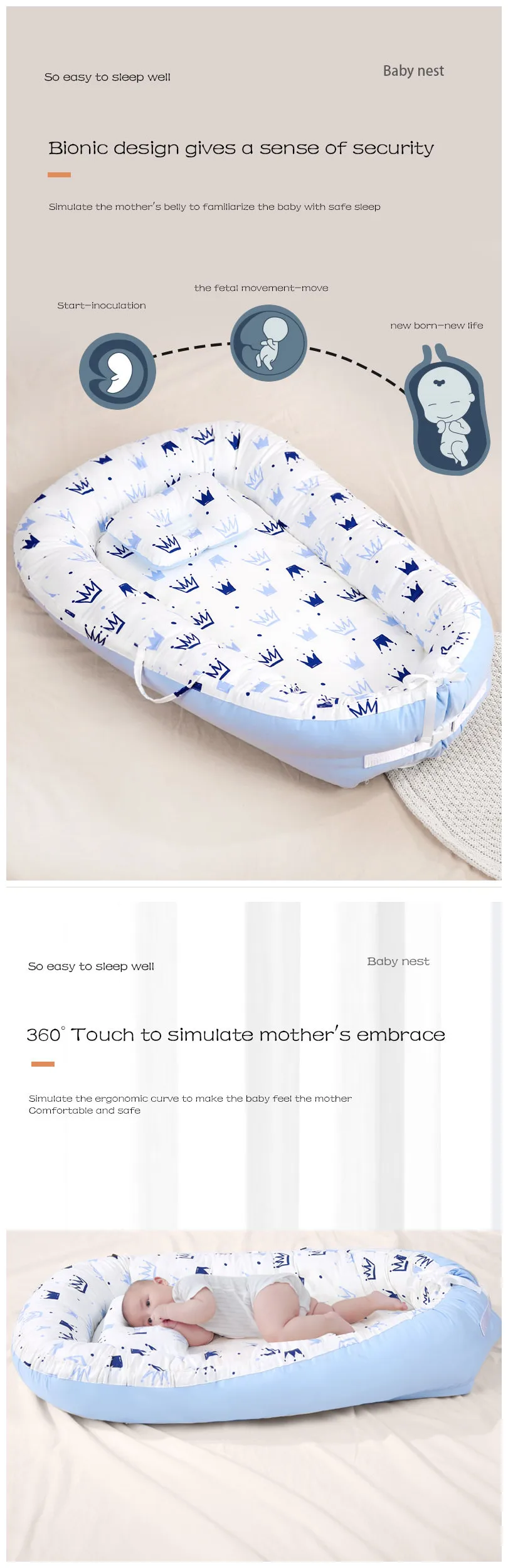 Cpc Astm Cpsia Certified Baby Lounger & Baby Nest For Newborn Portable