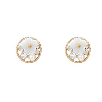 Fashion Art Palace Restoring Ancient Super Fairy Flowers Stud Earrings Circle Contracted Earrings Jewelry Accessories