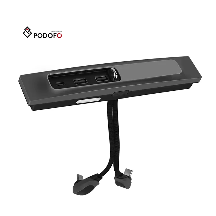 Podofo Center Console Slide Cover Dustproof USB Hub PD Fast Charge Port Intelligent Docking Station for Tesla Model 3 Model Y
