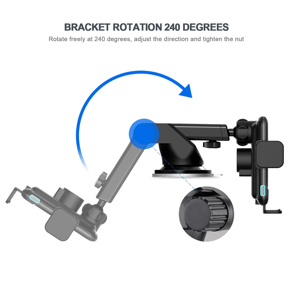Supporto Auto Wireless REMAX Con Ricarica Qi – Caricabatterie A Induzione, Fissaggio Clamping