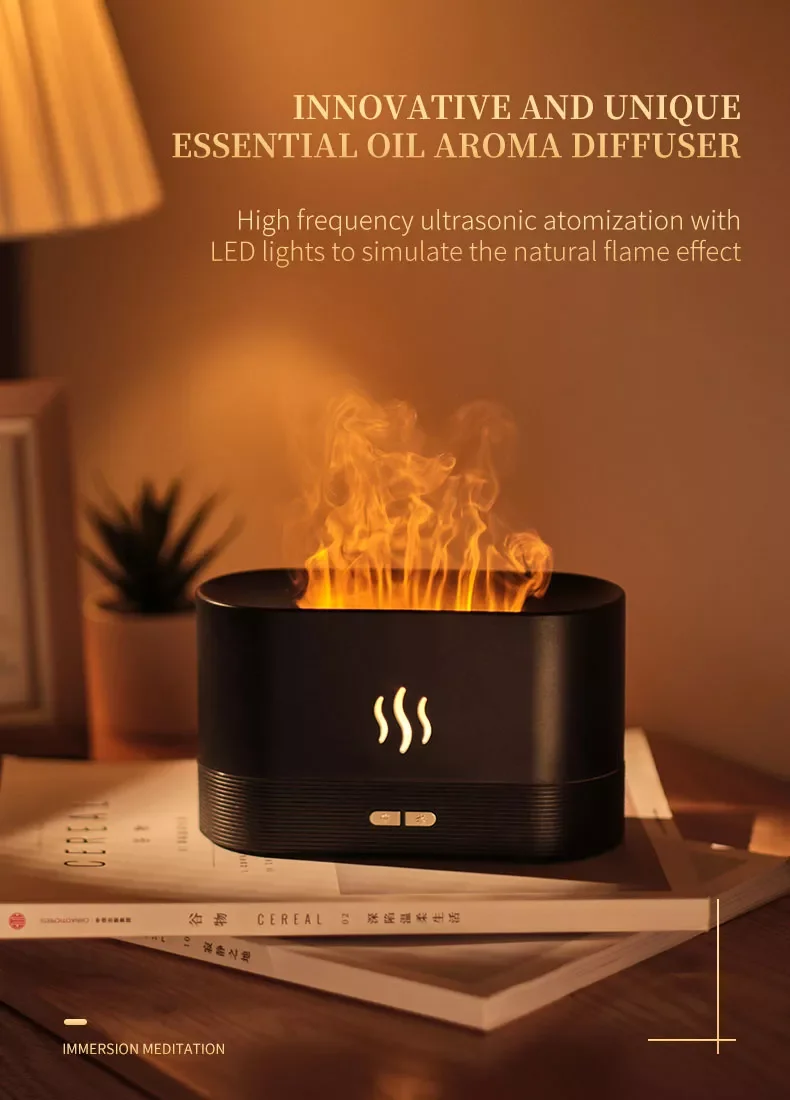 2022 New Flame Aroma Diffuser Usb Fire Humidifier Essential Oils 3d ...