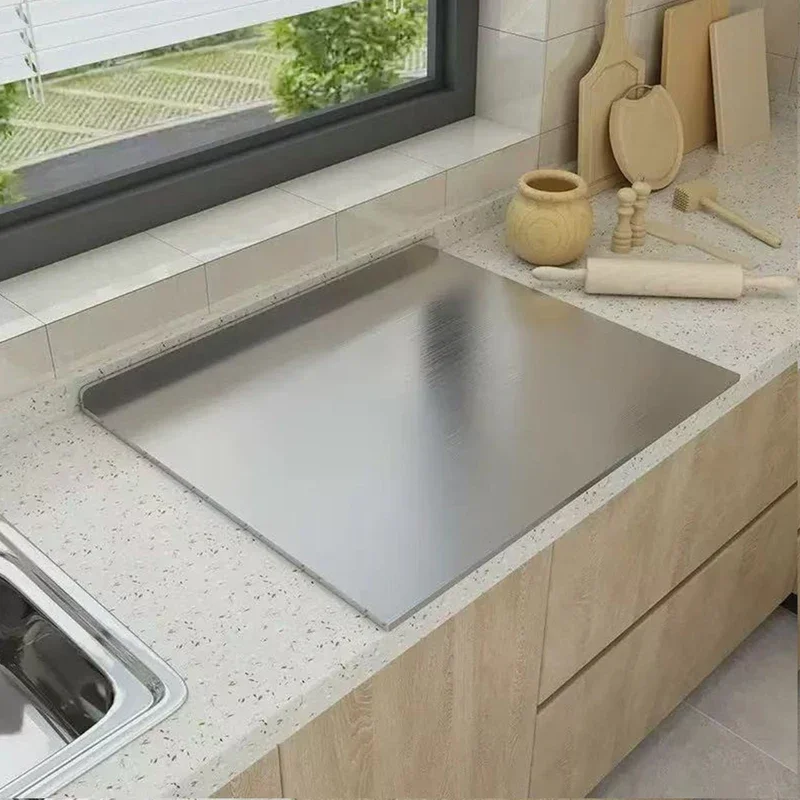 40x30 cm Double-Sided Rectangle Stainless Steel Chopping Block Household Rolling Kneading Panel Fruit Cutting Board