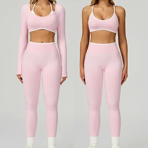 New Style Quick Dry Gym Workout Fitness Sportswear Crop Top High Waist Leggings Fitness Yoga Set for Women