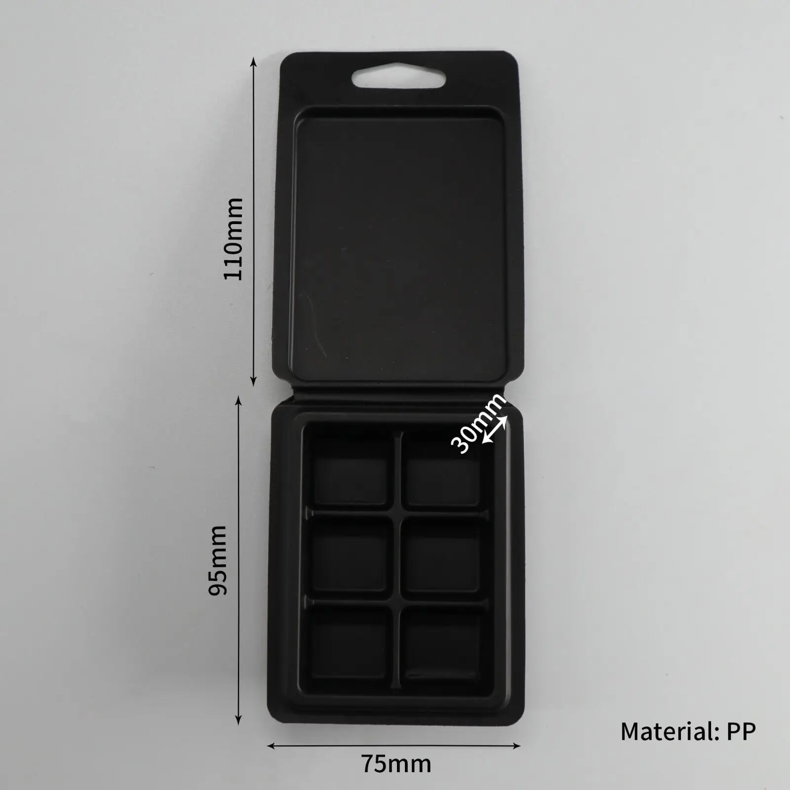 Custom 20.5*7.5*3CM PS Matte Plastic Black Wax Melt Clamshell Packaging Boxes For Wax Melts