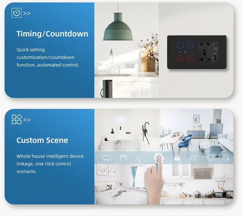 For Tuya Smart 6M Zigbee Socket Combo Switch with Touch Panel India Standard Supports Alexa Google Assistant for Lights Curtains