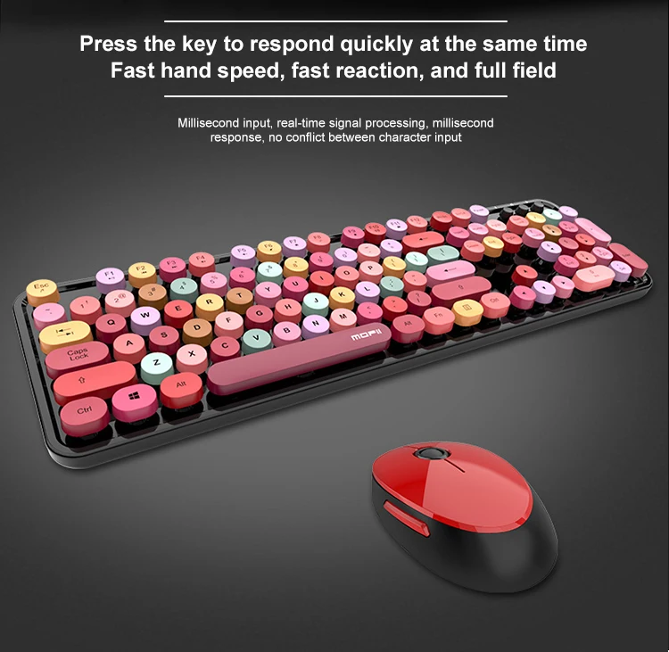 Vintage Colorful Keyboard & Mouse Set