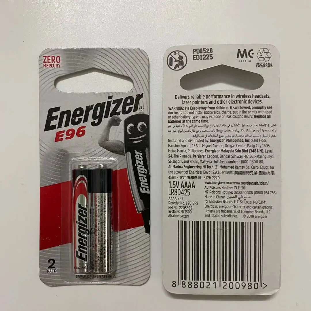 Energizer Aaaa Alkaline Battery E96 No.9 1.5v Alkaline Battery