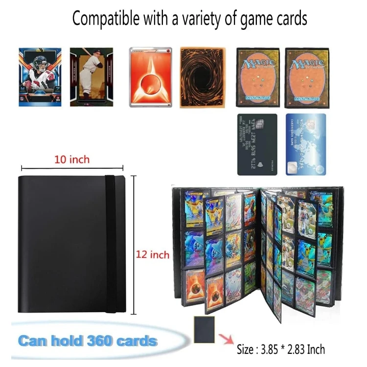 Trading Card Binder Holder 9 Pockets Album Sleeves for Baseball Yugioh Cards