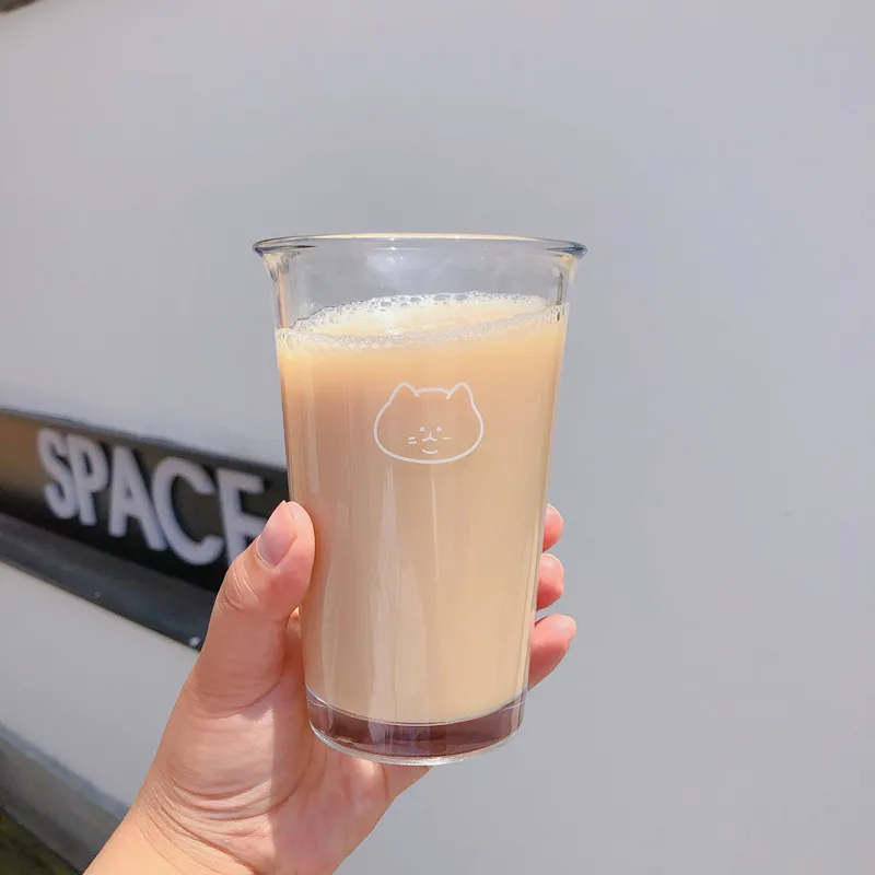 Solhui Large Sized Alphabet Glass Milk Coffee Juice Cups Blank Glass Cup