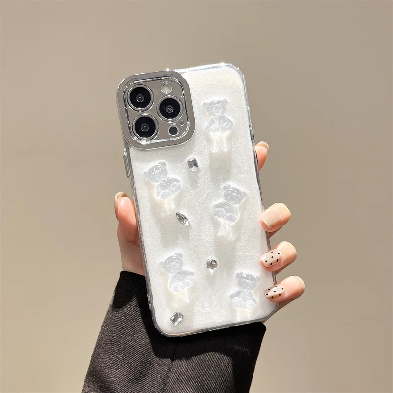 Cartoon Three-dimensional Drip Glue Bear Fashion Phone case for IPhone16promax 15pro Fall protection case 14 13 Women's 12 11 Cartoon Three-dimensional Drip Glue Bear Fashion Phone case for IPhone16promax 15pro Fall protection case 14 13 Women's 12 11