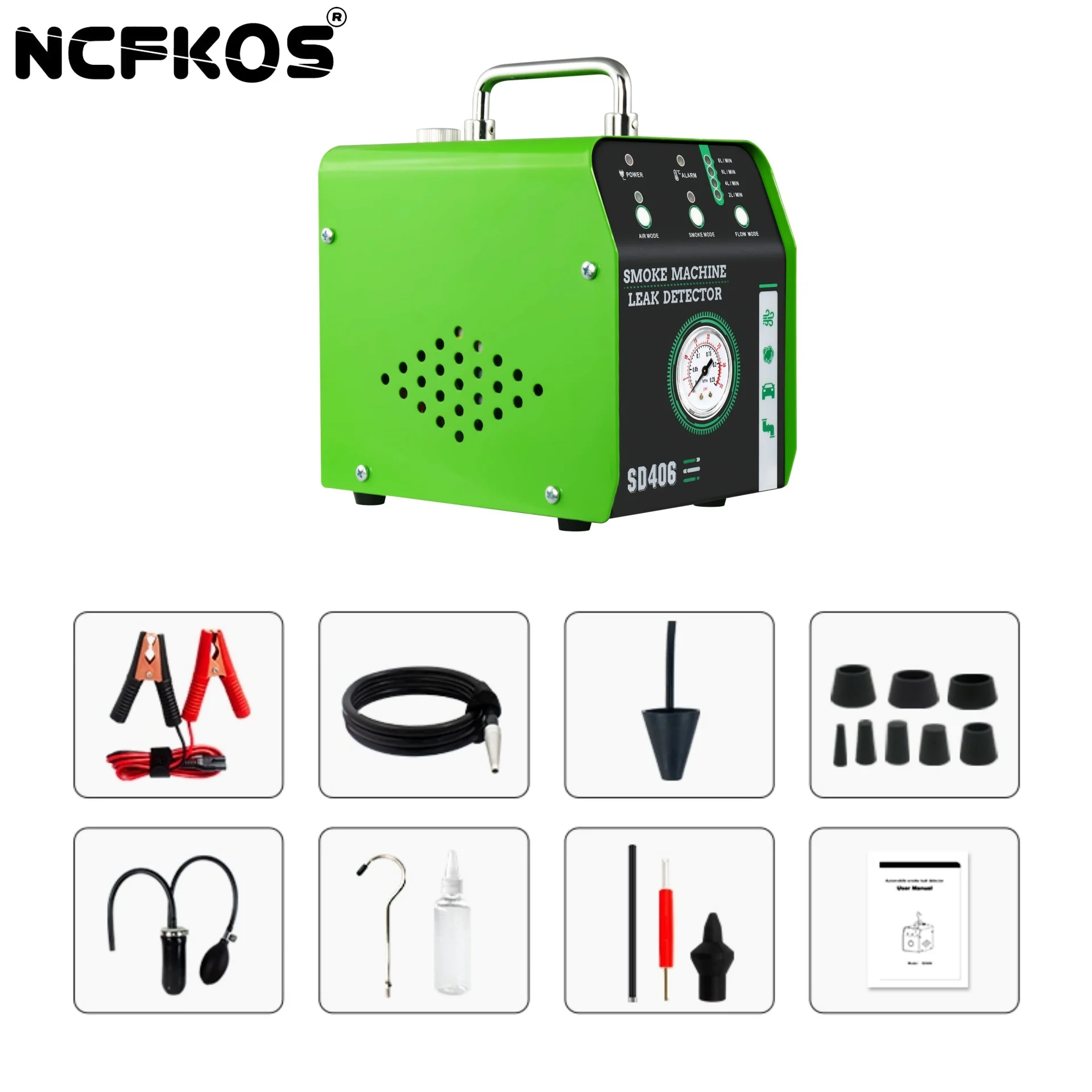 NCFKOS SD406 Intelligent Leak Diagnostic System 12V Auto Smoke Machine Dual-Sensor Measurement Adaptive Pressure Engine Analyzer