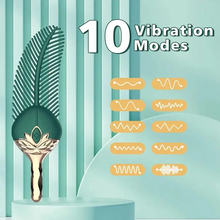 10-Frequency Swing Oscillation Feather Titillator 2-in-1 G-Spot Massage Adult Female Masturbator Vibrator Sex Toy