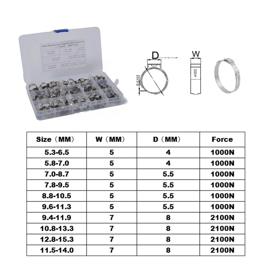 Single Ear Stepless Pex Pinch Pipe Hose Clamp For Hydraulic Hose Fuel