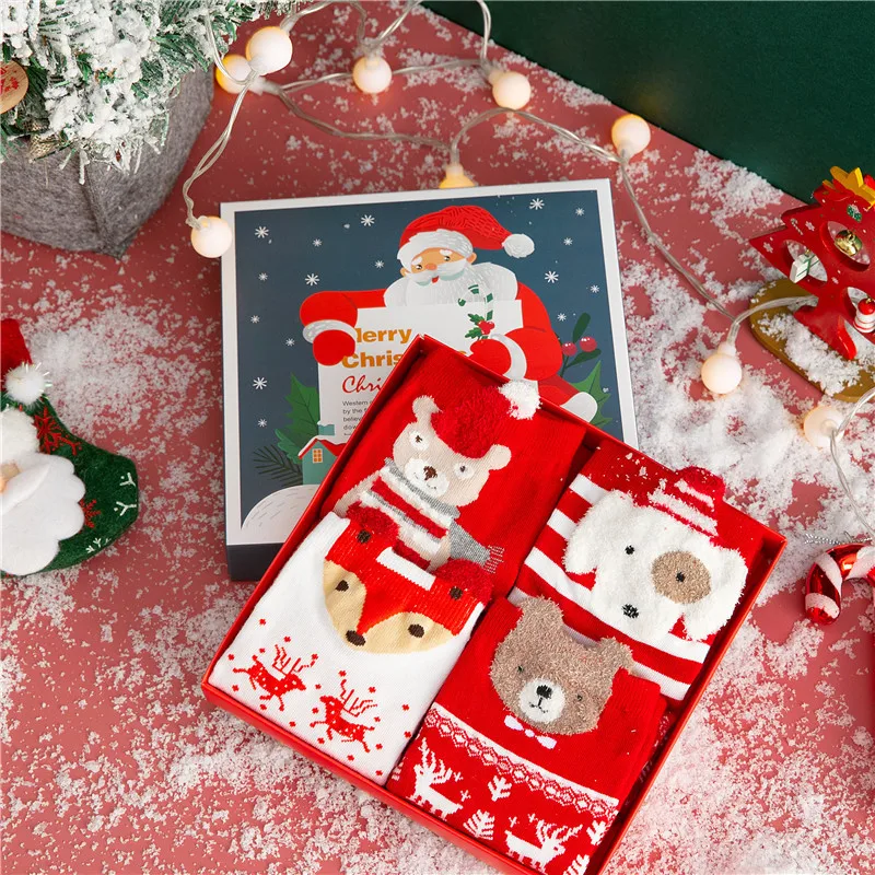 Праздник, лучший подарок на Рождество; Детские носки, 4 пар/кор. для женщин и детей, зимние носки Санта одежды из хлопка с изображением \
