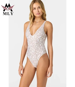 MLY OEM New Arrival Custom Conservative Jumpsuit One Piece Bikini Sexy Beachwear V-neck One Piece Swimsuit Swimwear