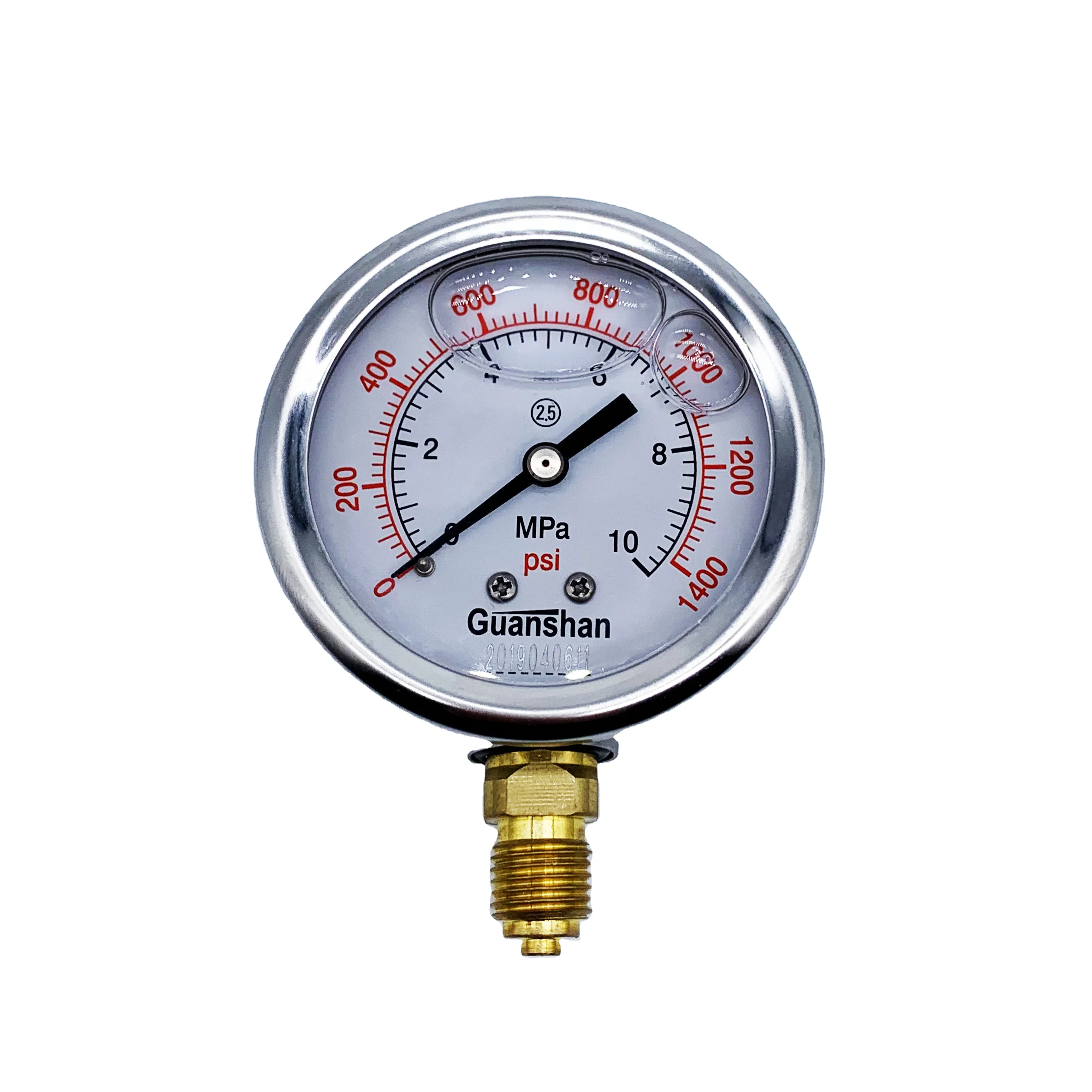 Oil Filled Pressure Gauge 1/4 BSP 0-2.5 MPA 