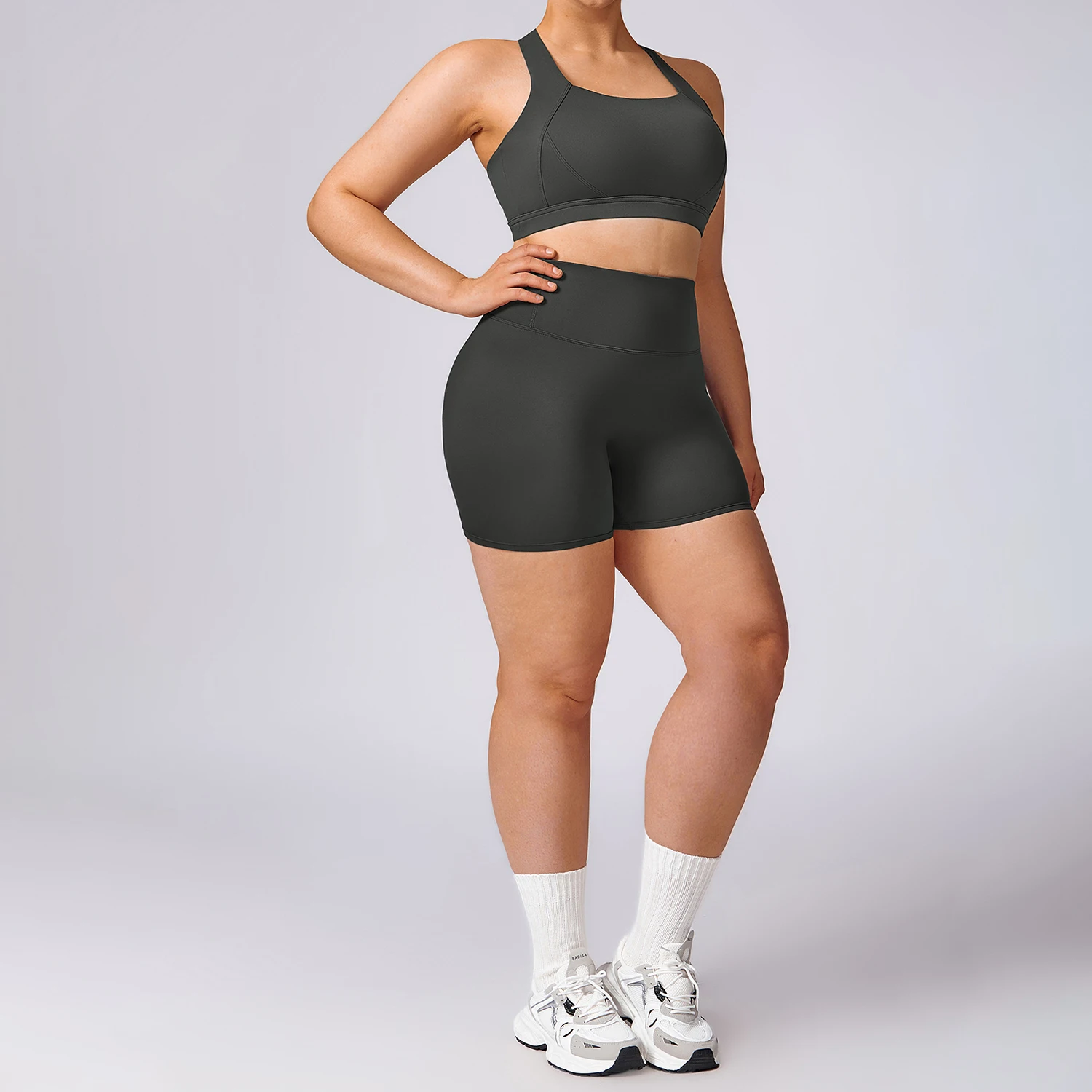 DTZ8047-1 Professional Women's Gym Training Yoga Suit Quick-Drying Nude Spring Shorts for Morning Jogging Exercise Fitness