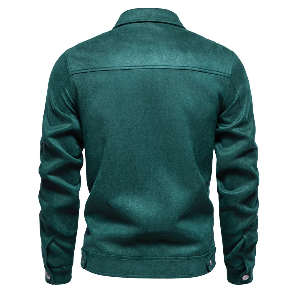Men's Suede Jacket Solid Colour Lapel Casual Outdoor Autumn Coat_voghion.com