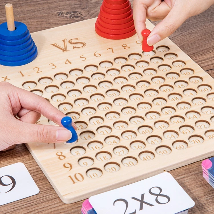 Wooden Multiplication Board Toy Montessori Children Counting Toy Wooden