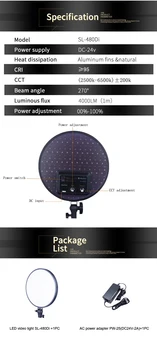 NiceFoto-480DI Bi-color 40W Low Blue Light Ultra Soft  Studio Round LED Slim Panel Light for Photography and Videography detail image