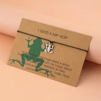 Hip Hop Frog Charm Bracelets with Make a Wish Card