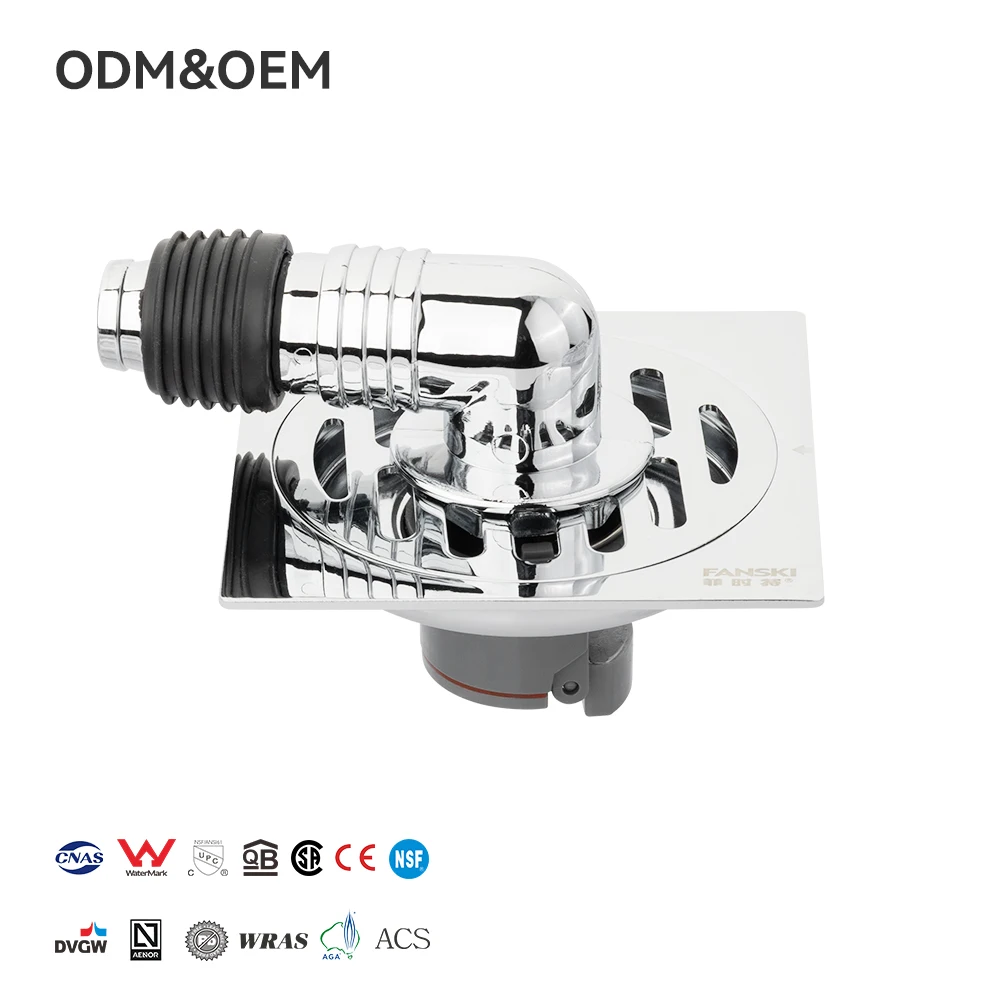 FANSKI Modern 304 rozsdamentes acélból készült szállodai használatra szánt szagelzáró szűrő padlócsatorna fürdőszobába, mosógéphez, korrózióálló