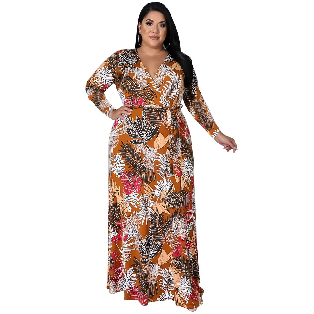 Summer Floral Printed Pleated Dress Vestidos Half Sleeve Ladies Wrap Long Fat Women Clothing Casual Plus Size Women Dresses