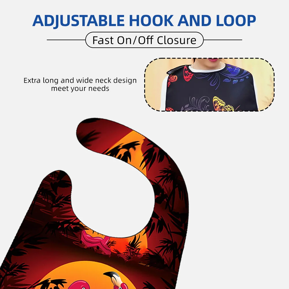 Wholesale Washable Rose Prints Adult Bib Reusable Waterproof Adult Bib - product detail 3