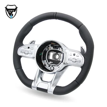 Black leather perforated modified steering wheel factory for Mercedes Benz C GLC E S CLS AMG zc-809-p1-GW